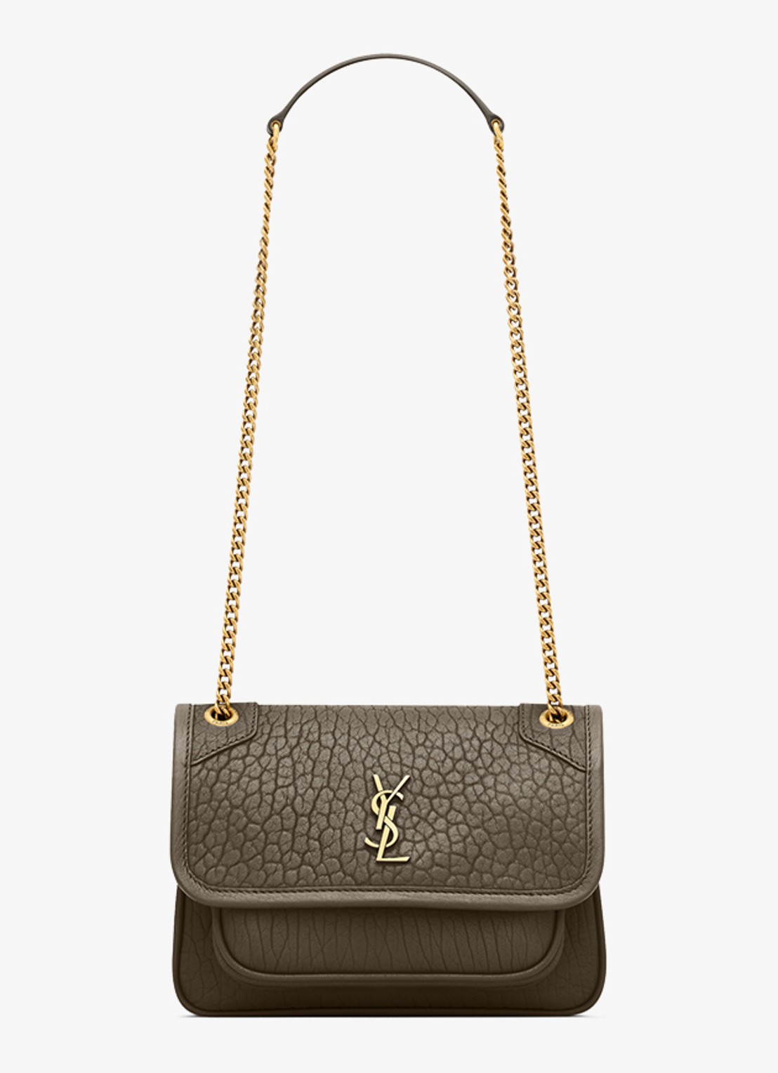 Saint Laurent Niki Mini schoudertas van lamsleer - voorkant 2 taupe
