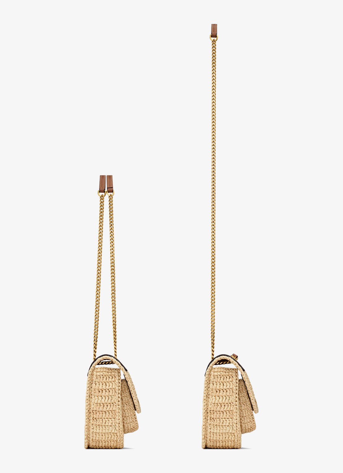 Saint Laurent Niki Mini schoudertas van raffia met leren details - detail 3 beige