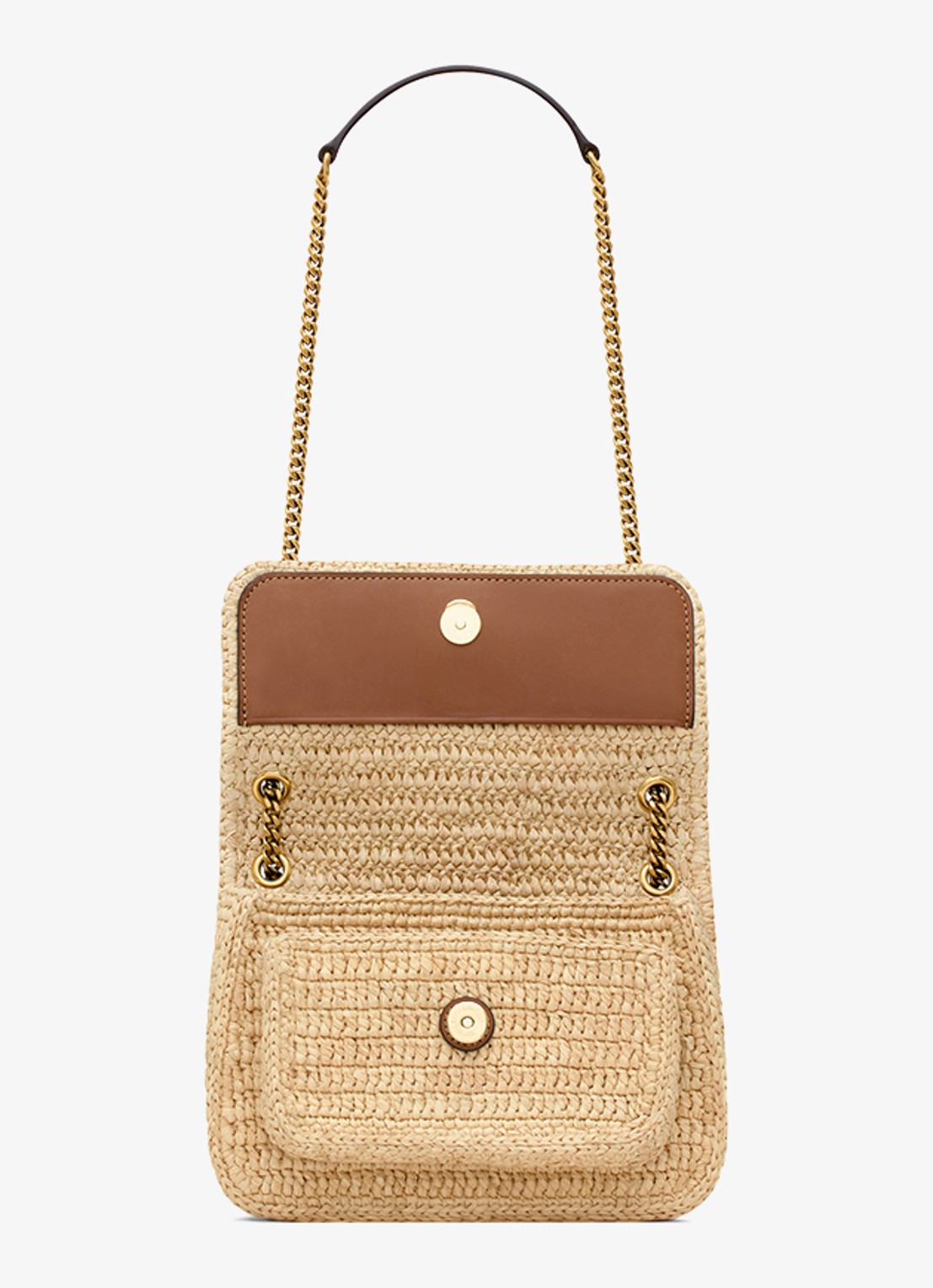 Saint Laurent Niki Mini schoudertas van raffia met leren details - detail 4 beige
