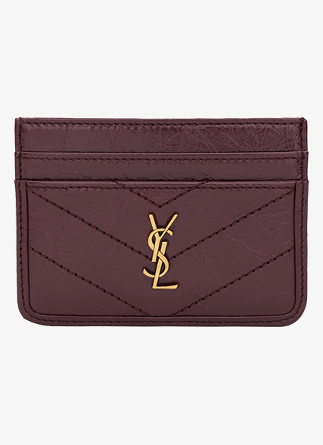 Saint Laurent Niki pasjeshouder van kalfsleer - voorkant 2 bordeauxrood