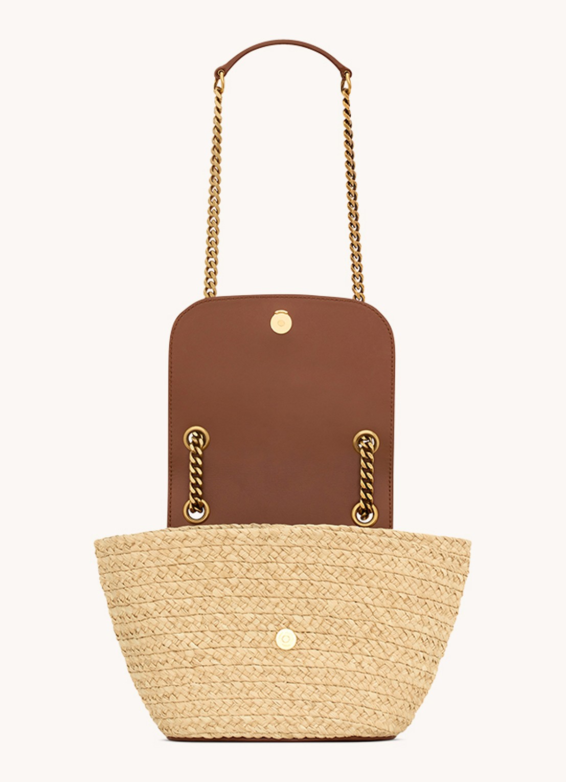 Saint Laurent Panier schoudertas met kalfsleren details - detail 4 beige