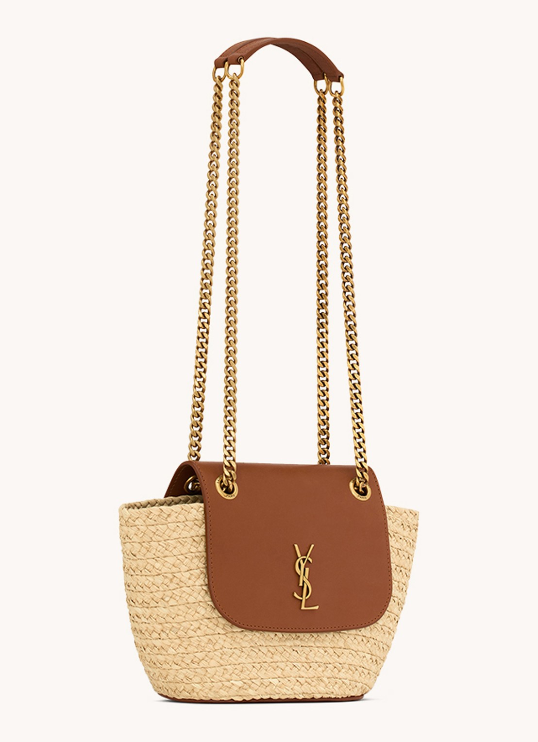 Saint Laurent Panier schoudertas met kalfsleren details - detail 5 beige