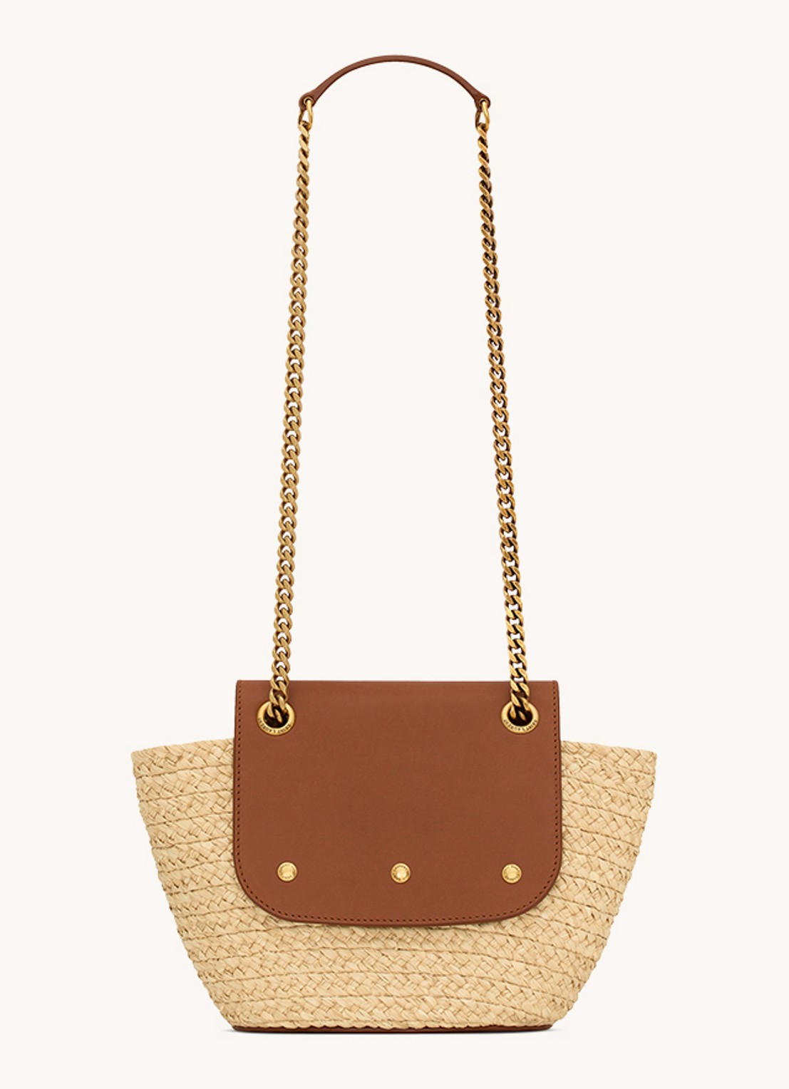 Saint Laurent Panier schoudertas met kalfsleren details - voorkant 3 beige