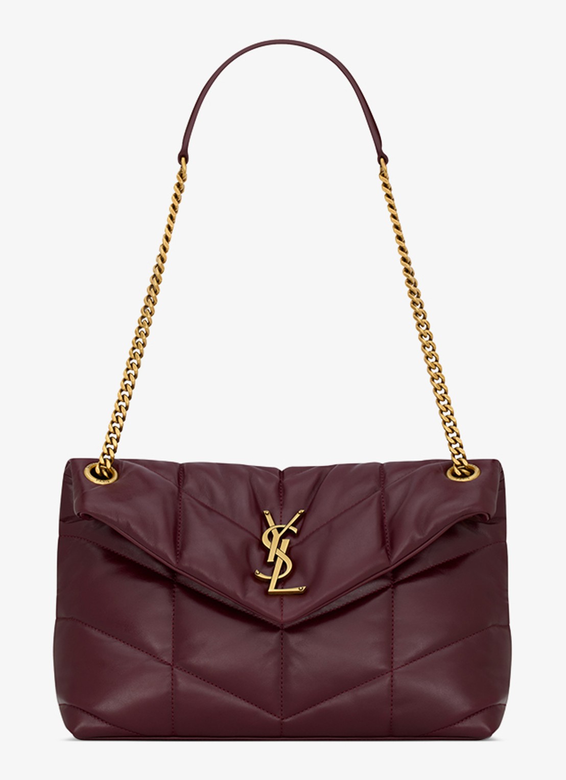Saint Laurent Puffer Small schoudertas van kalfsleer - voorkant 5 donkerrood