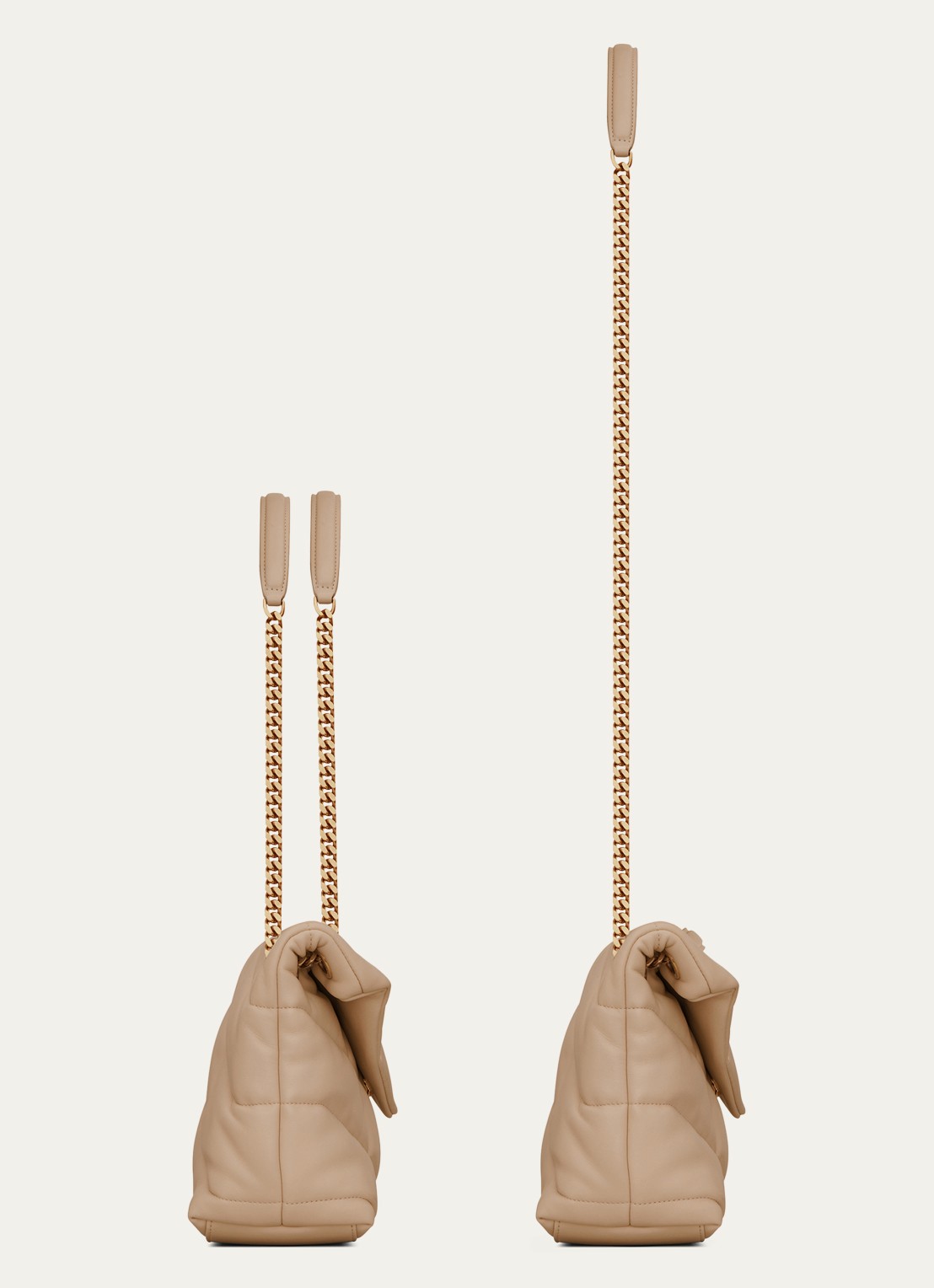Saint Laurent Puffer Small schoudertas van quilted lamsleer - detail 4 beige
