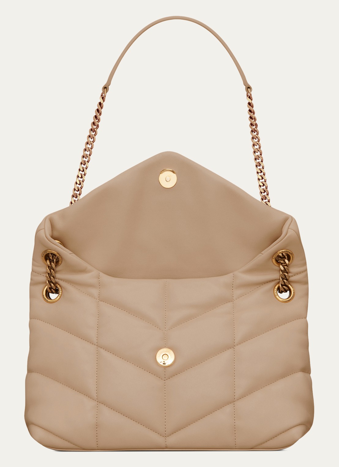 Saint Laurent Puffer Small schoudertas van quilted lamsleer - detail 5 beige