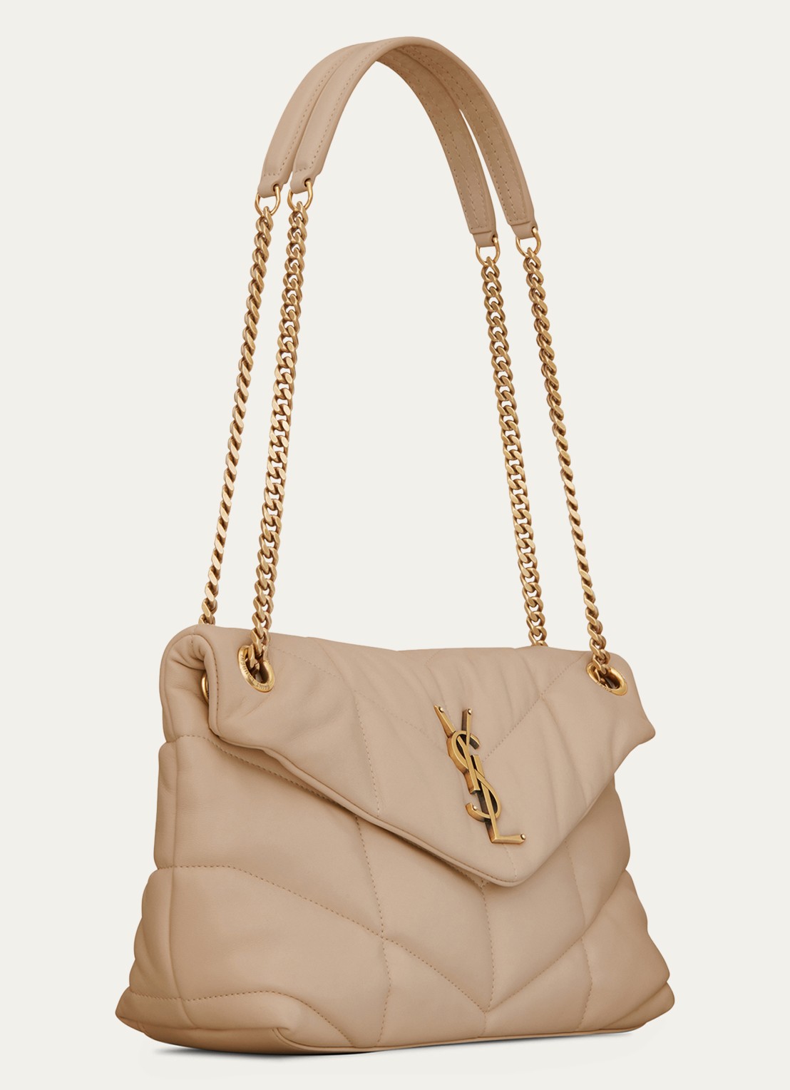 Saint Laurent Puffer Small schoudertas van quilted lamsleer - detail 6 beige