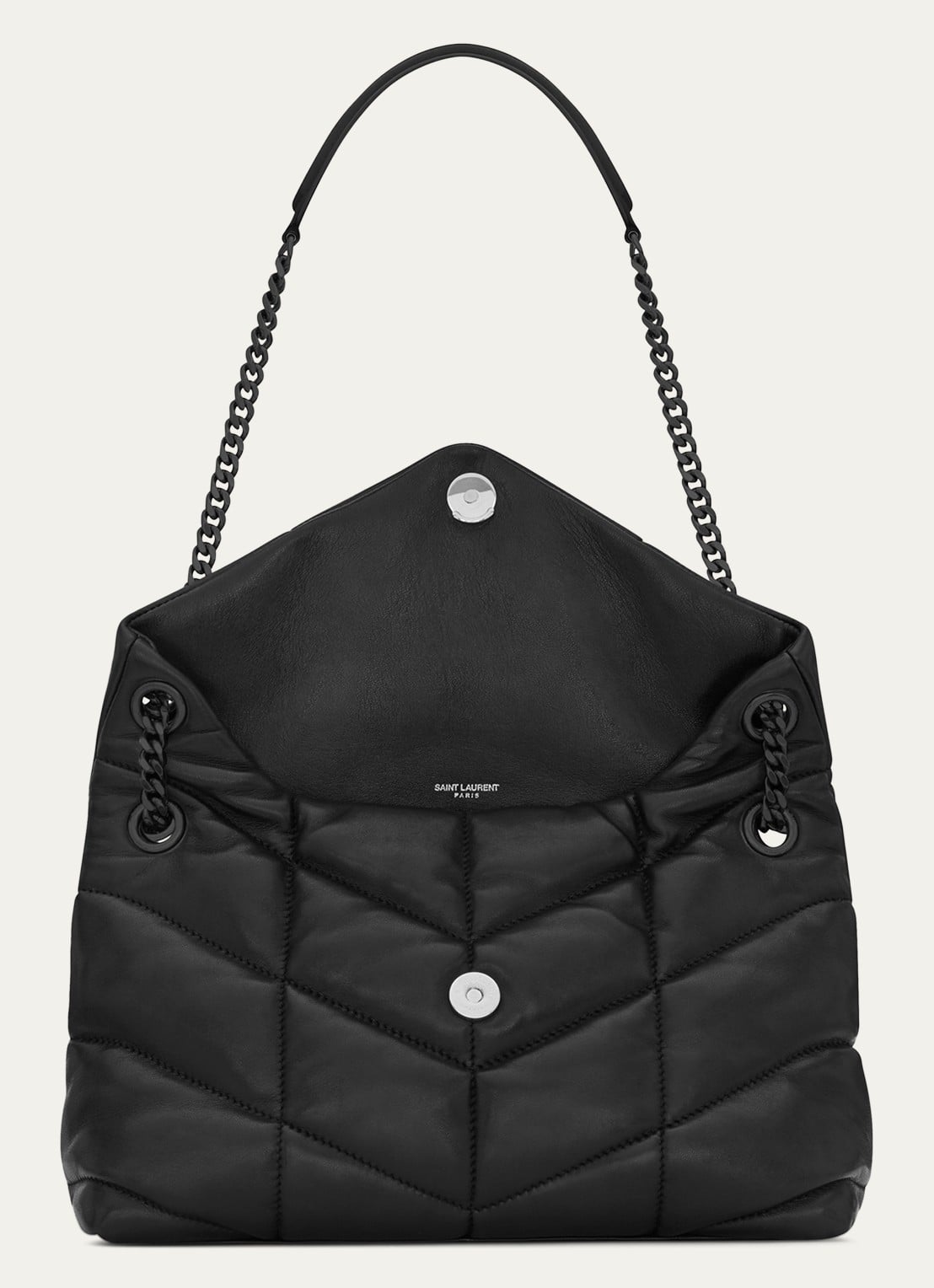 Saint Laurent Puffer Small schoudertas van quilted lamsleer - detail 5 zwart