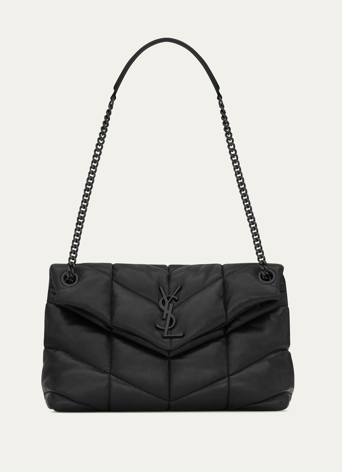 Saint Laurent Puffer Small schoudertas van quilted lamsleer - voorkant zwart