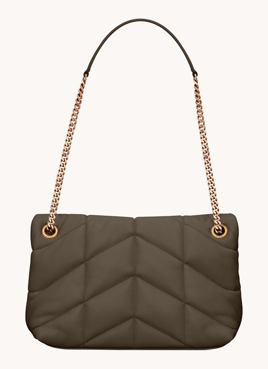 Saint Laurent Puffer Small schoudertas van quilted lamsleer - detail 2 bronsgroen