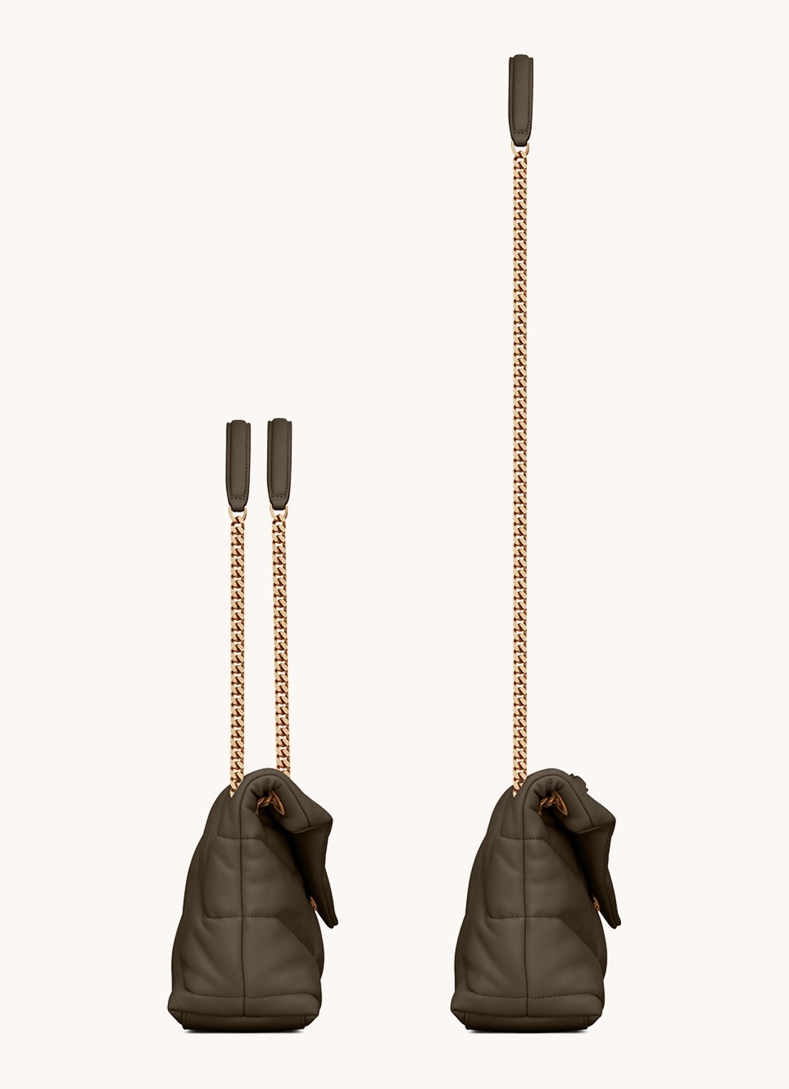 Saint Laurent Puffer Small schoudertas van quilted lamsleer - detail 3 bronsgroen