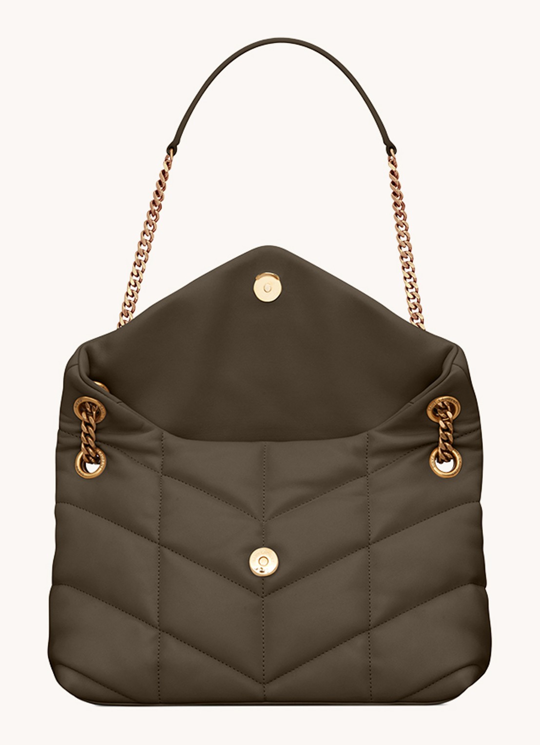 Saint Laurent Puffer Small schoudertas van quilted lamsleer - detail 4 bronsgroen