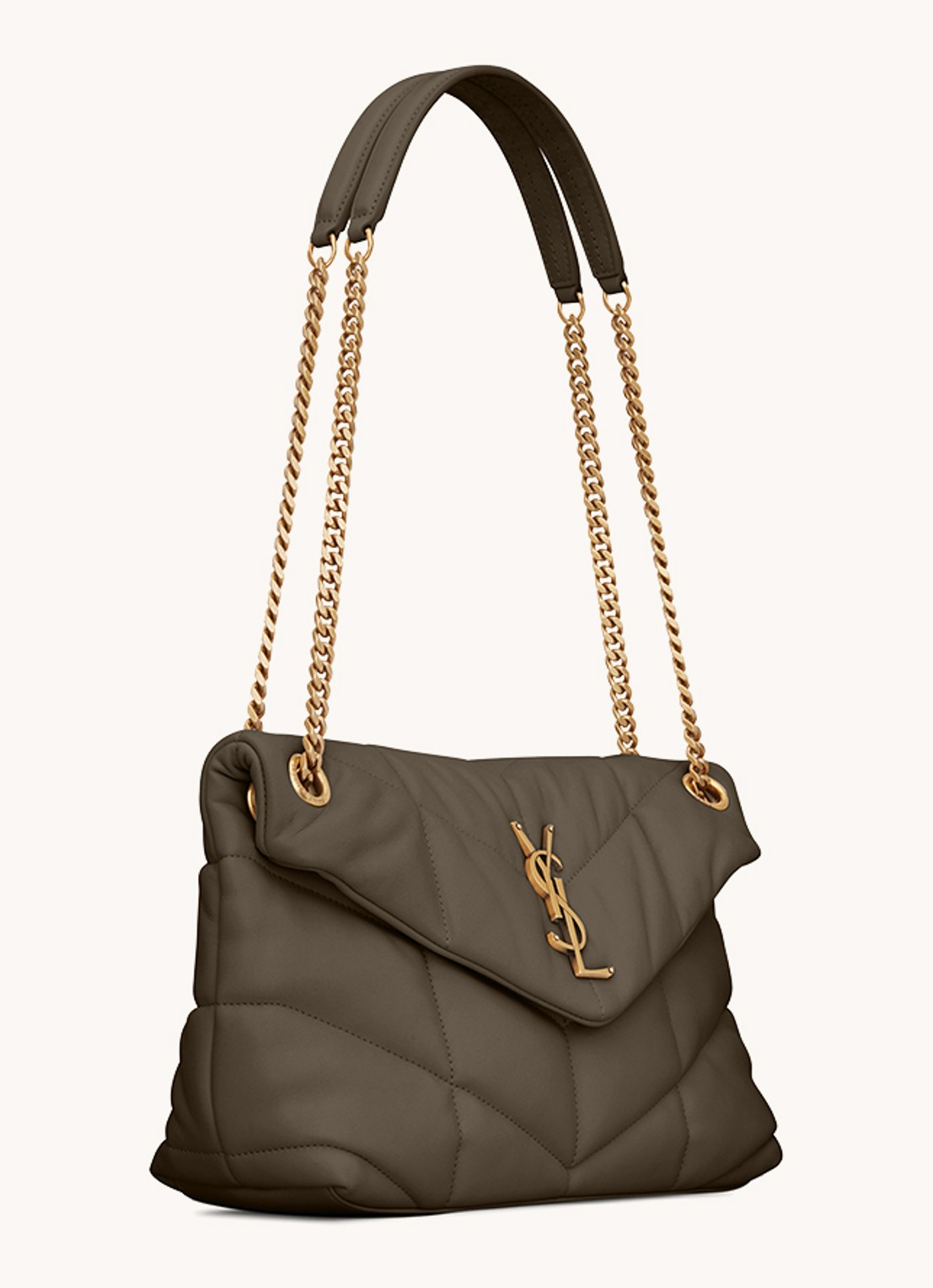 Saint Laurent Puffer Small schoudertas van quilted lamsleer - detail 5 bronsgroen