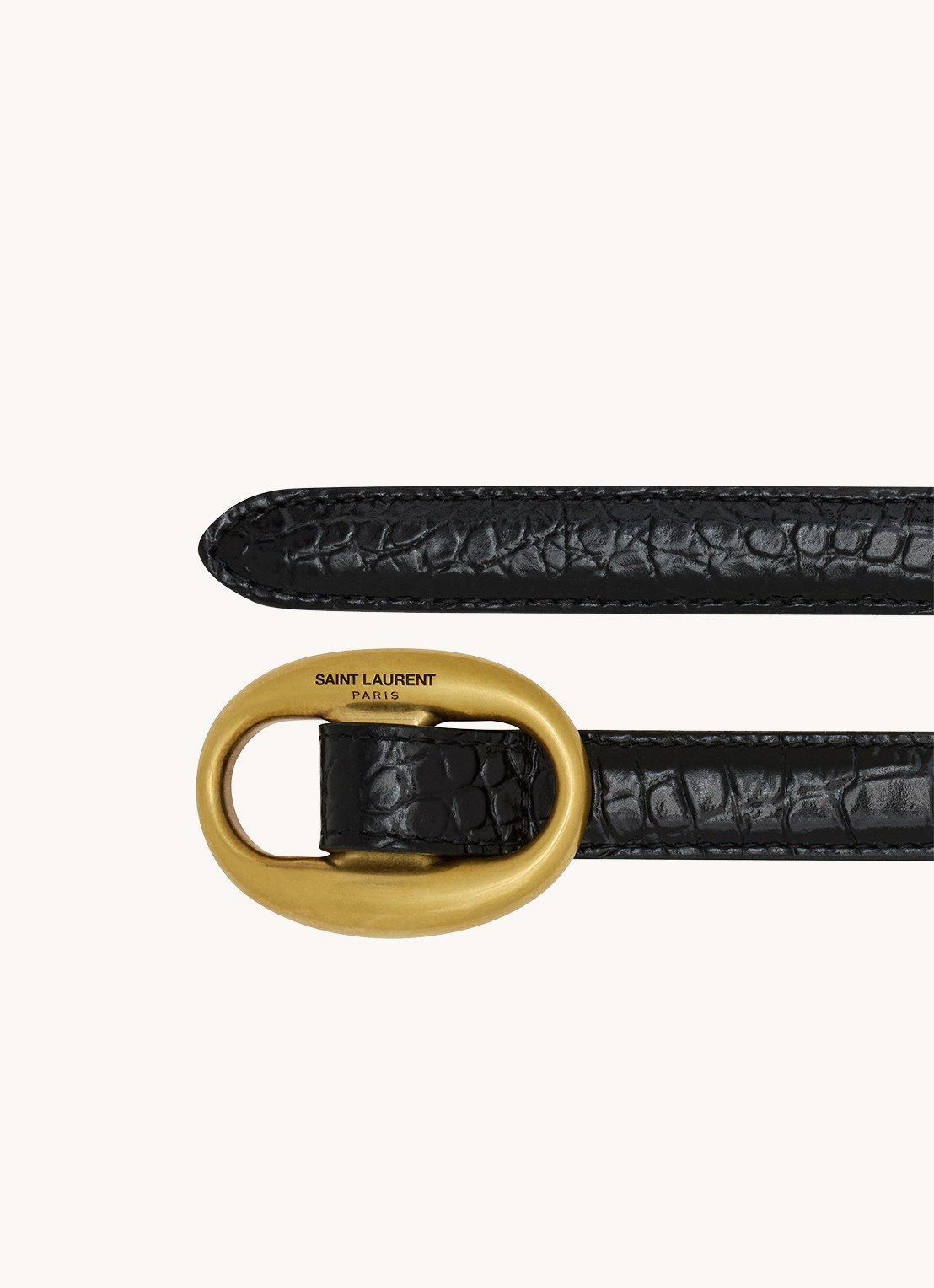 Saint Laurent Riem van kalfsleer met crocostructuur - voorkant 2 zwart