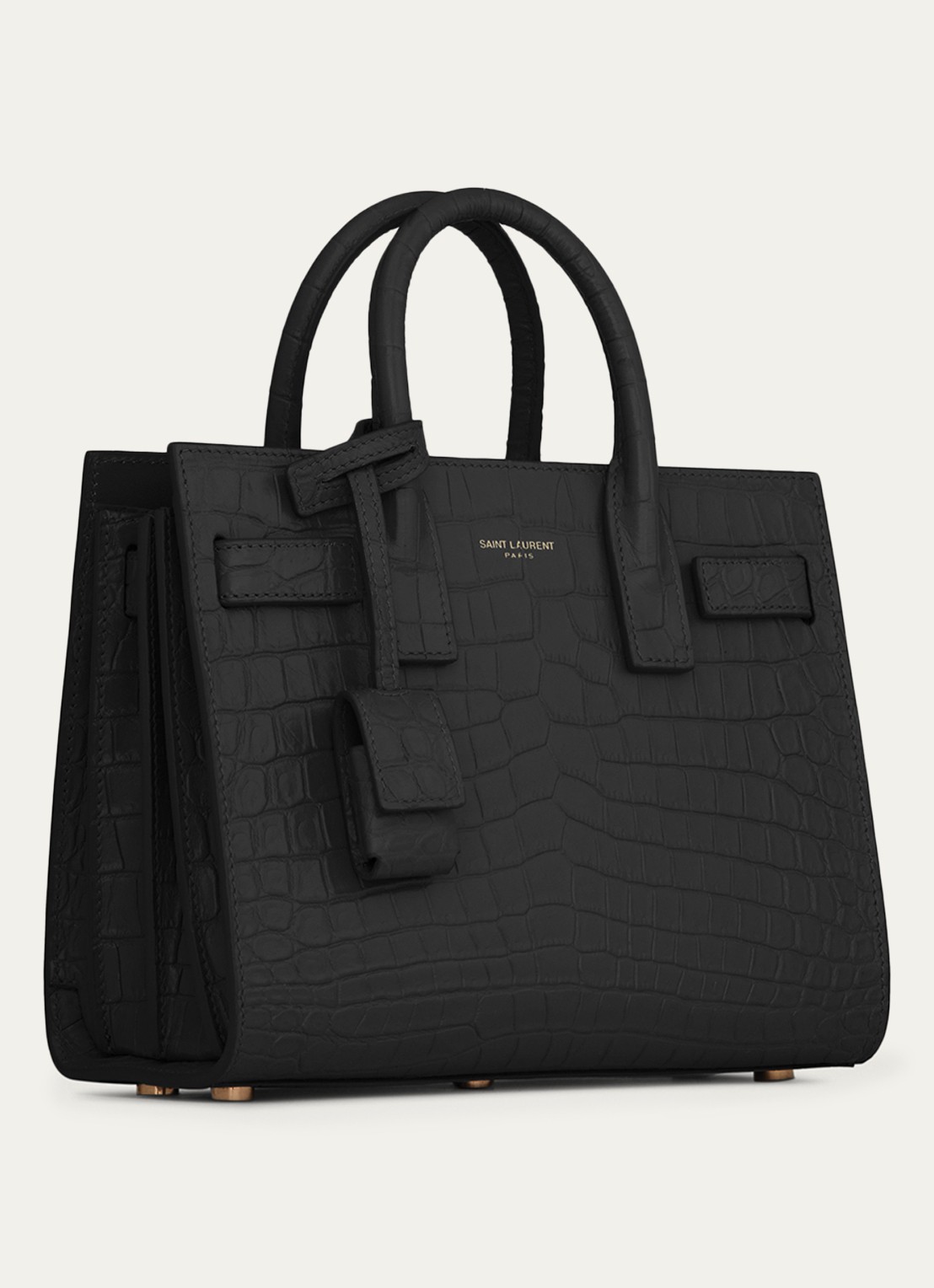 Saint Laurent Sac de Jour Nano handtas van kalfsleer met crocostructuur - detail 6 zwart