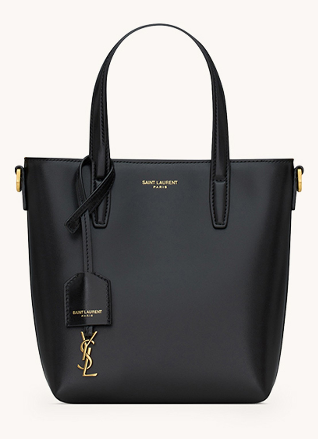 Saint Laurent Shopping Mini handtas van kalfsleer met afneembare schouderriem - voorkant 4 zwart