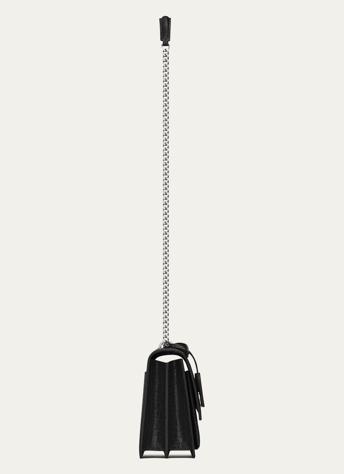 Saint Laurent  Sunset Medium schoudertas van kalfsleer met crocostructuur - detail 3 zwart