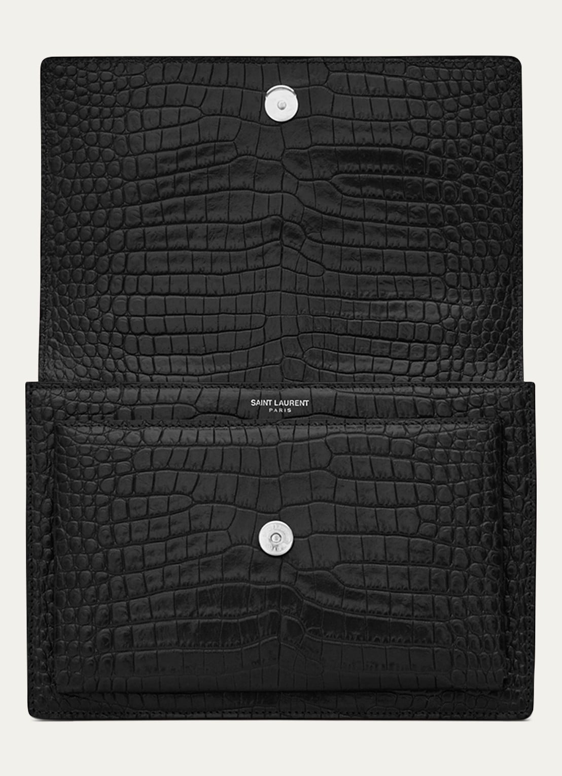 Saint Laurent  Sunset Medium schoudertas van kalfsleer met crocostructuur - detail 4 zwart