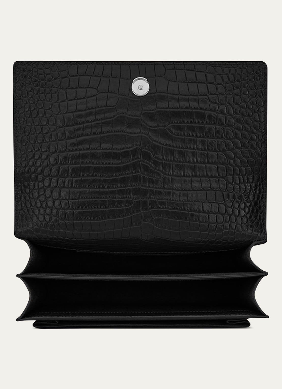 Saint Laurent  Sunset Medium schoudertas van kalfsleer met crocostructuur - detail 5 zwart