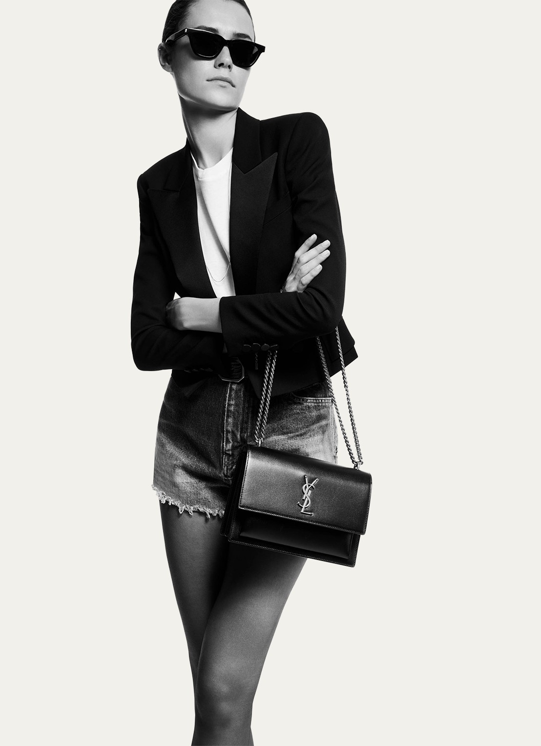 Saint Laurent Sunset Medium schoudertas van kalfsleer - detail 2 zwart