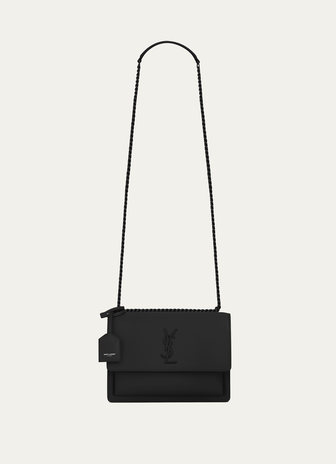 Saint Laurent Sunset Medium schoudertas van kalfsleer - voorkant zwart