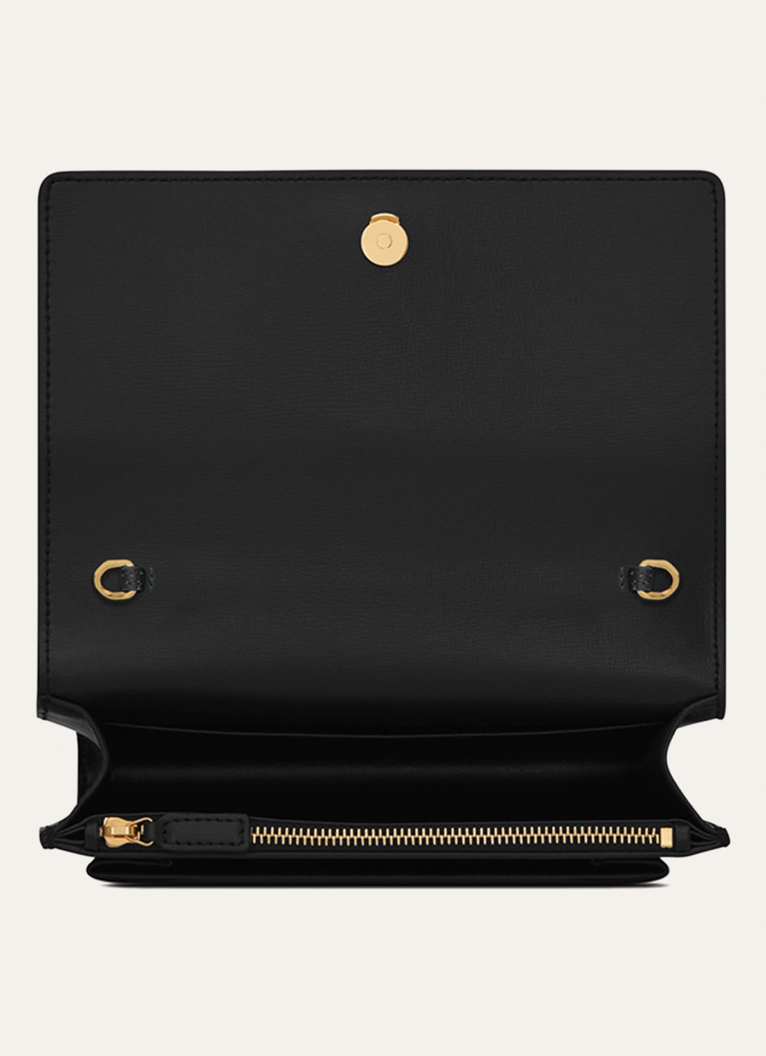 Saint Laurent Sunset portemonnee van kalfsleer met schouderband - detail 6 zwart
