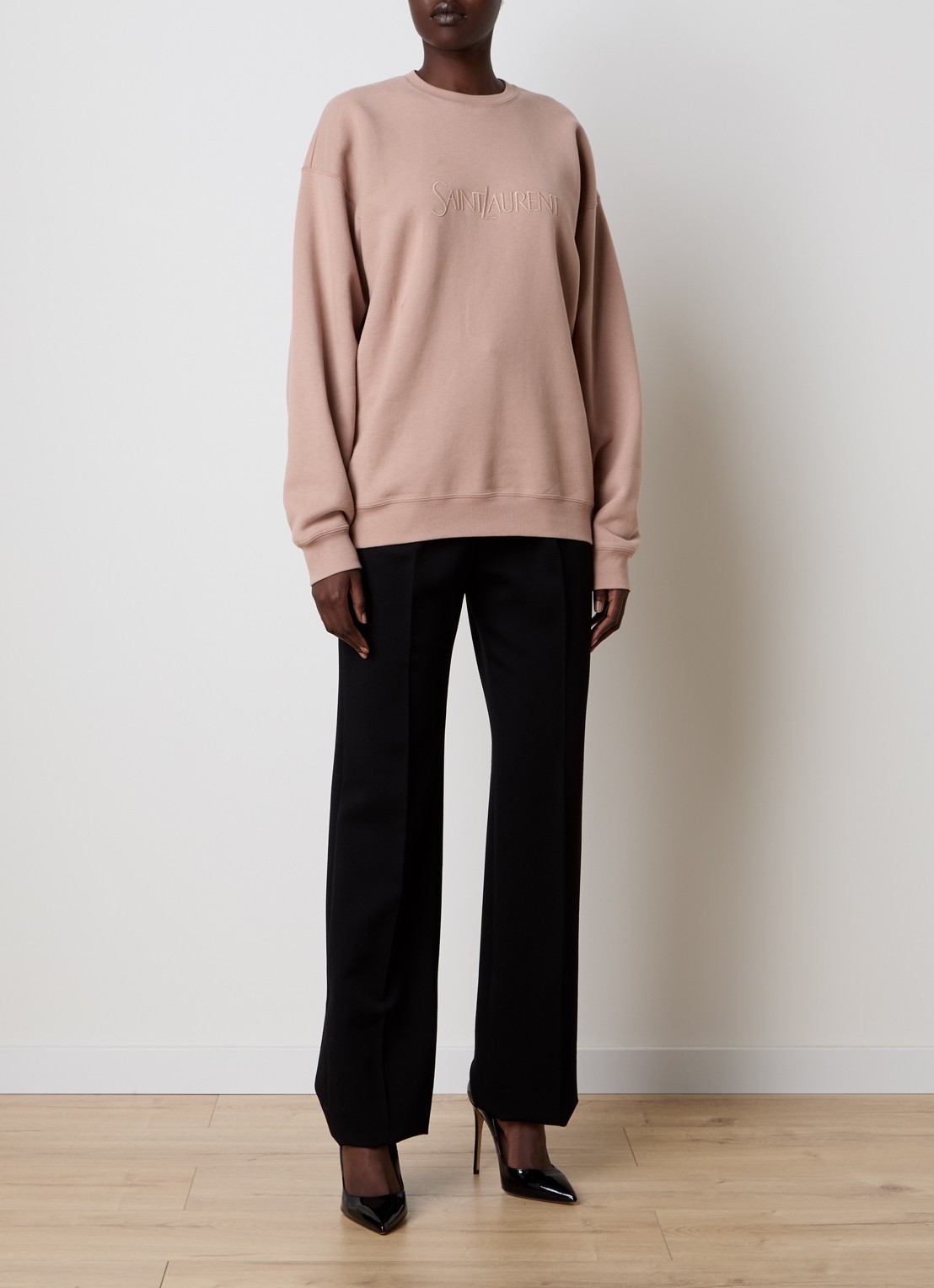 Saint Laurent Sweater met logoborduring - voorkant 4 oudroze