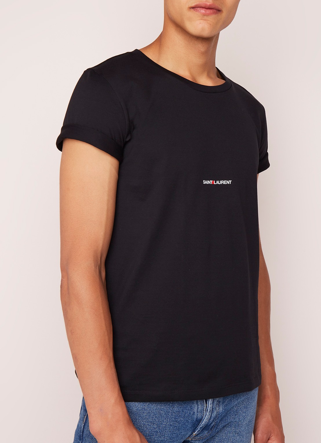 Saint Laurent T-shirt met logoprint - detail 4 zwart