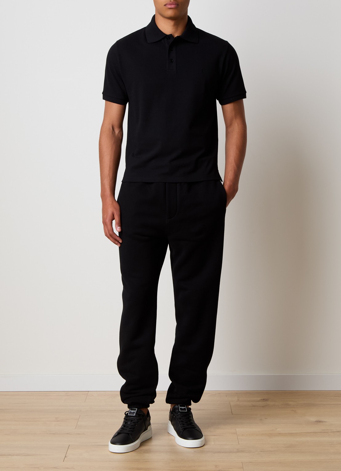 Saint Laurent Tapered fit joggingbroek met logo - voorkant 2 zwart