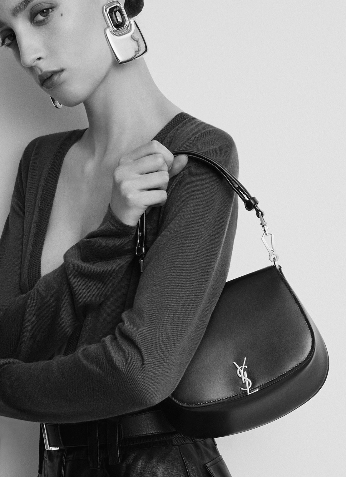 Saint Laurent Top Handle schoudertas van kalfsleer - detail 5 zwart
