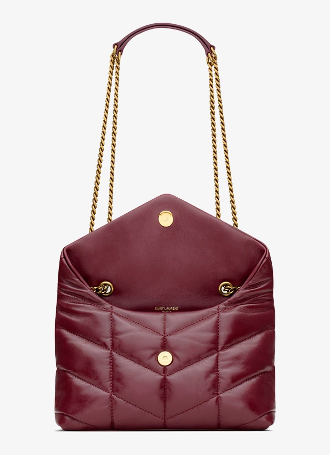 Saint Laurent Toy Puffer schoudertas van kalfsleer - detail 5 bordeauxrood