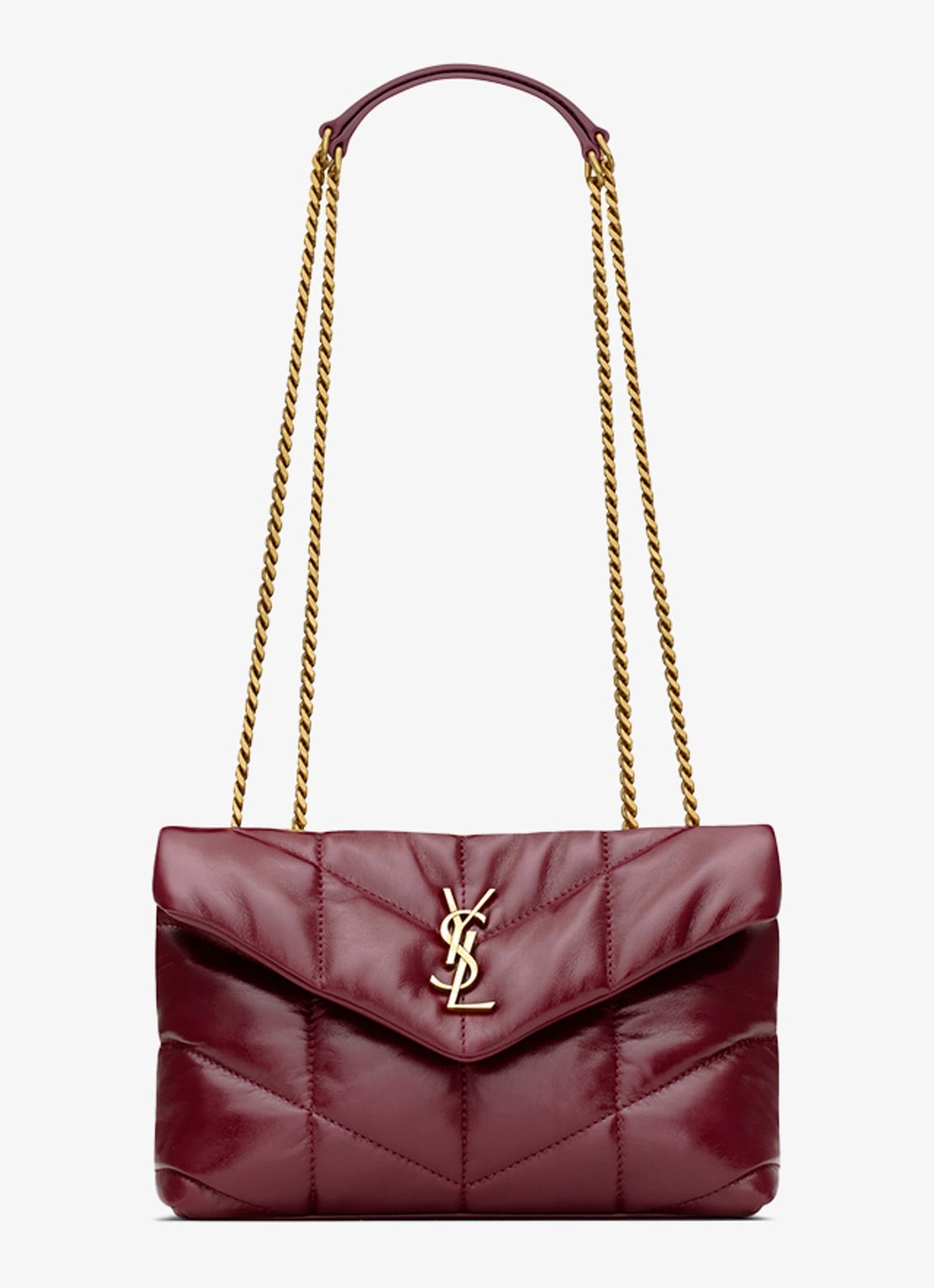 Saint Laurent Toy Puffer schoudertas van kalfsleer - voorkant 2 bordeauxrood