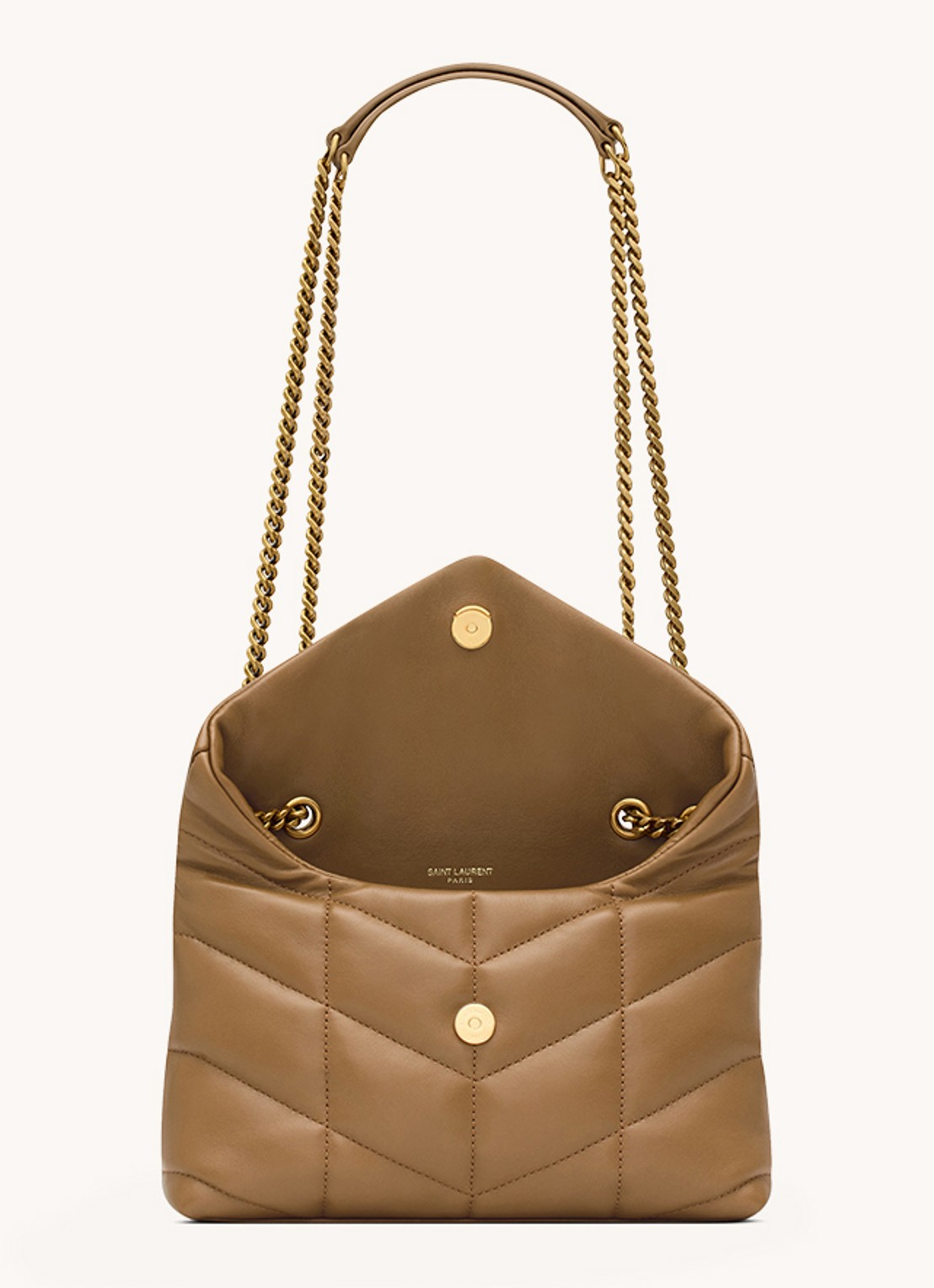 Saint Laurent Toy Puffer schoudertas van lamsleer - detail 3 cognac