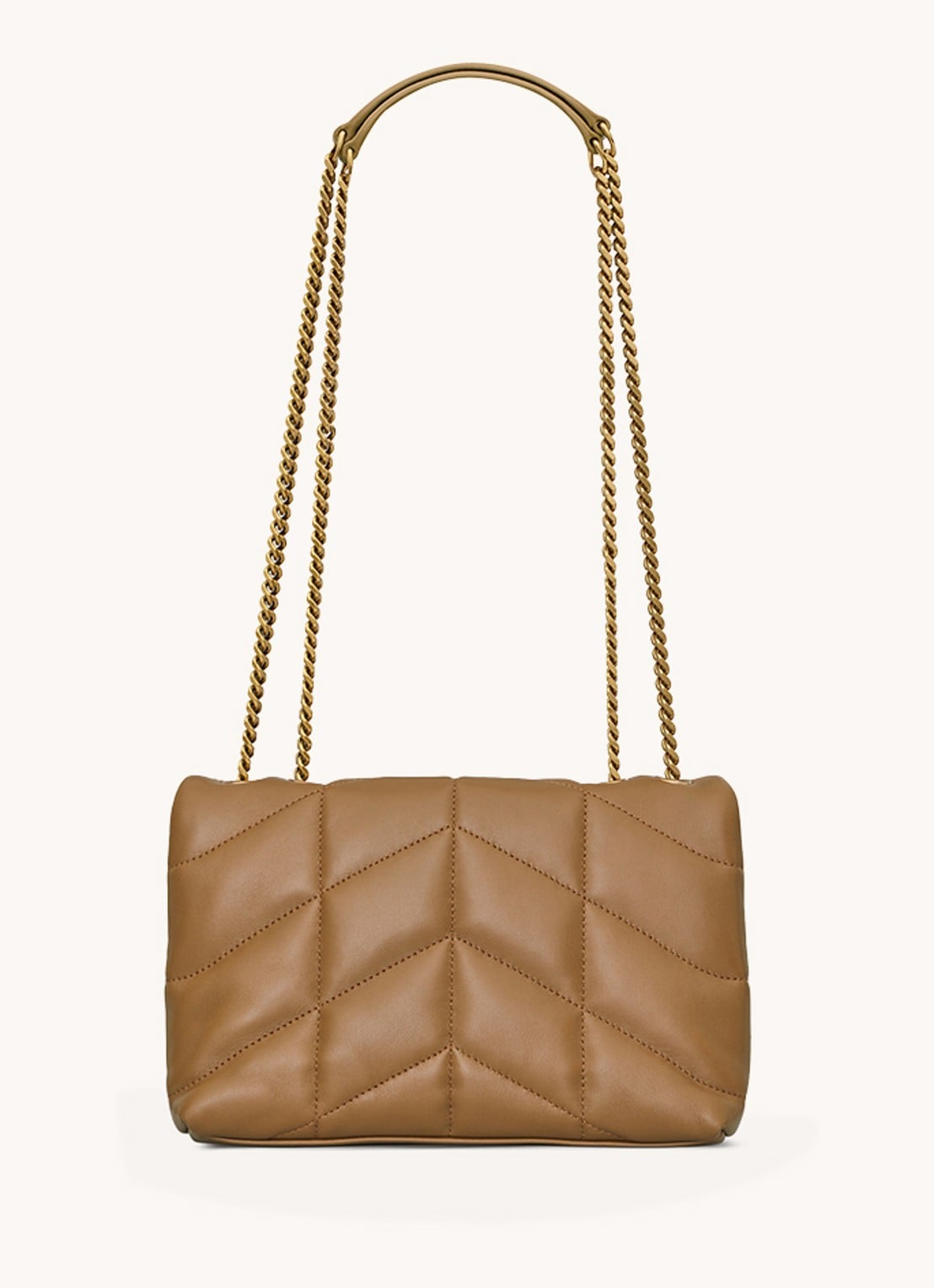 Saint Laurent Toy Puffer schoudertas van lamsleer - voorkant 2 cognac