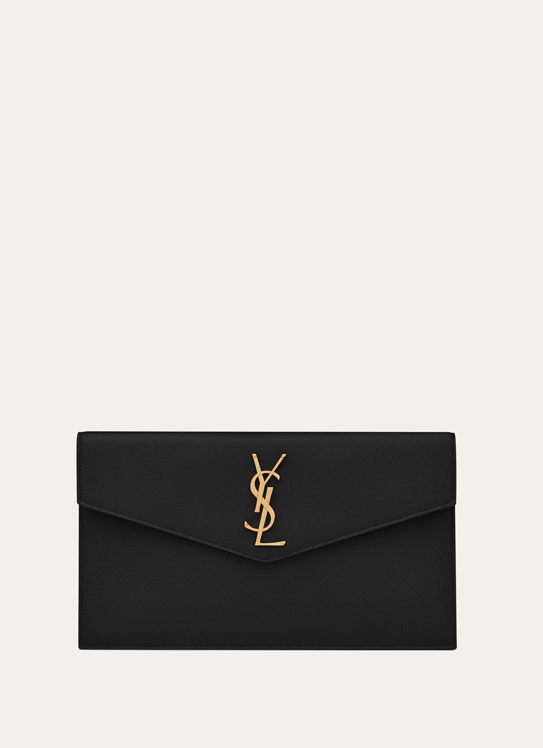 Saint Laurent Uptown clutch van kalfsleer - voorkant zwart