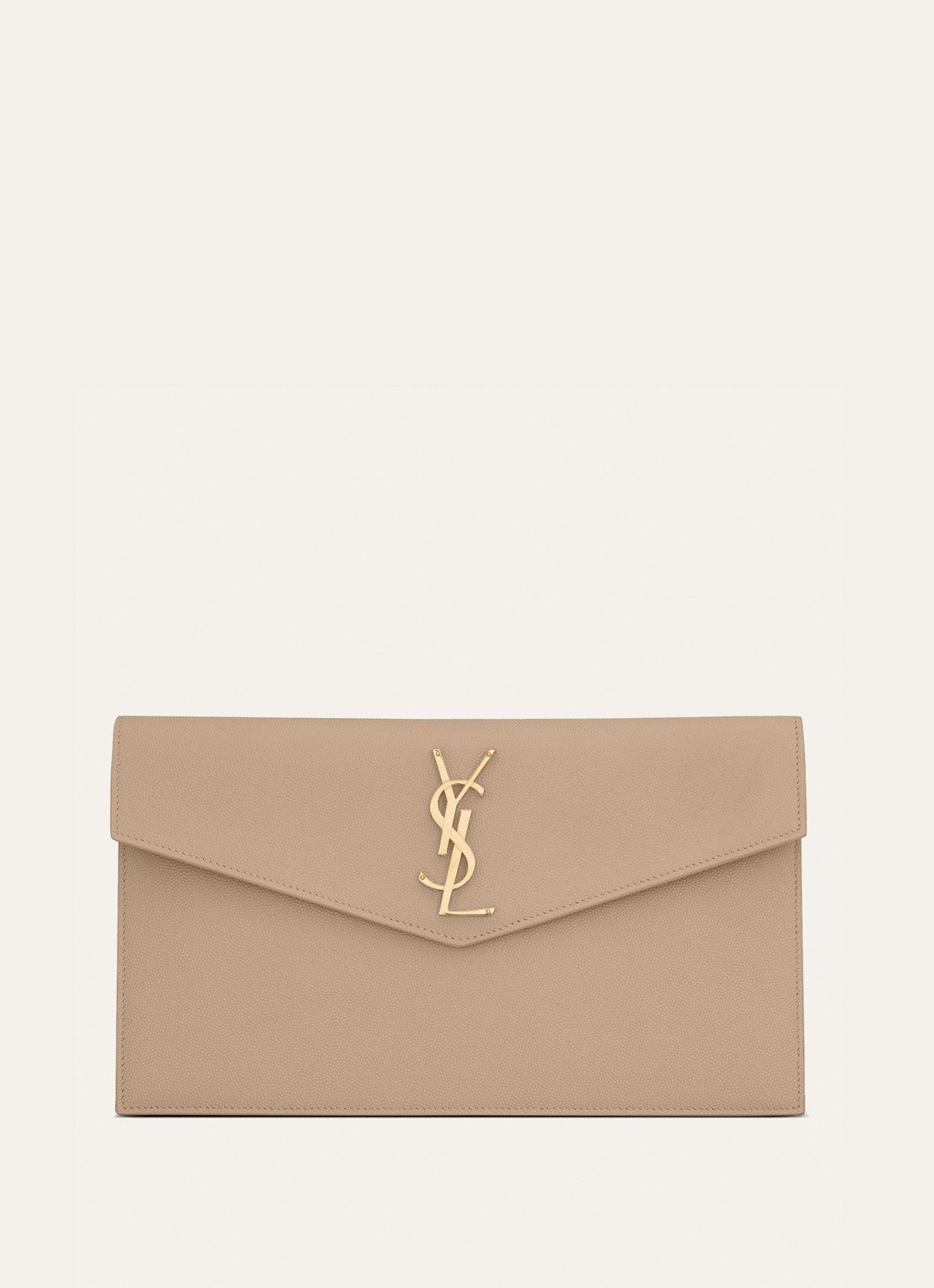 Saint Laurent Uptown clutch van kalfsleer  - voorkant 4 camel