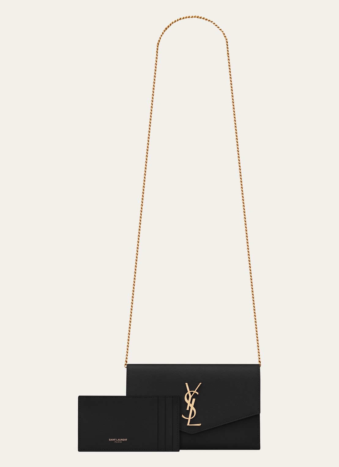 Saint Laurent Uptown portemonnee van kalfsleer met schouderriem - detail 2 zwart