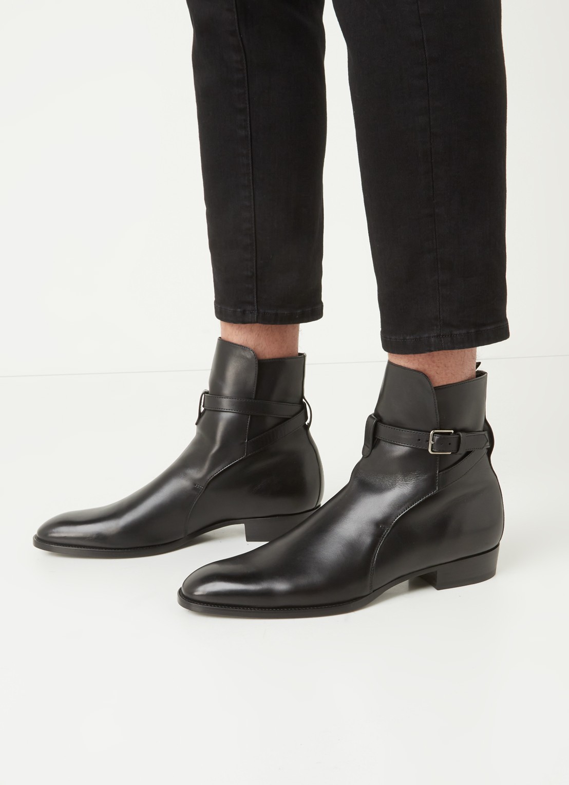 Saint Laurent Wyatt Jodhpur enkellaars van kalfsleer - voorkant 2 zwart