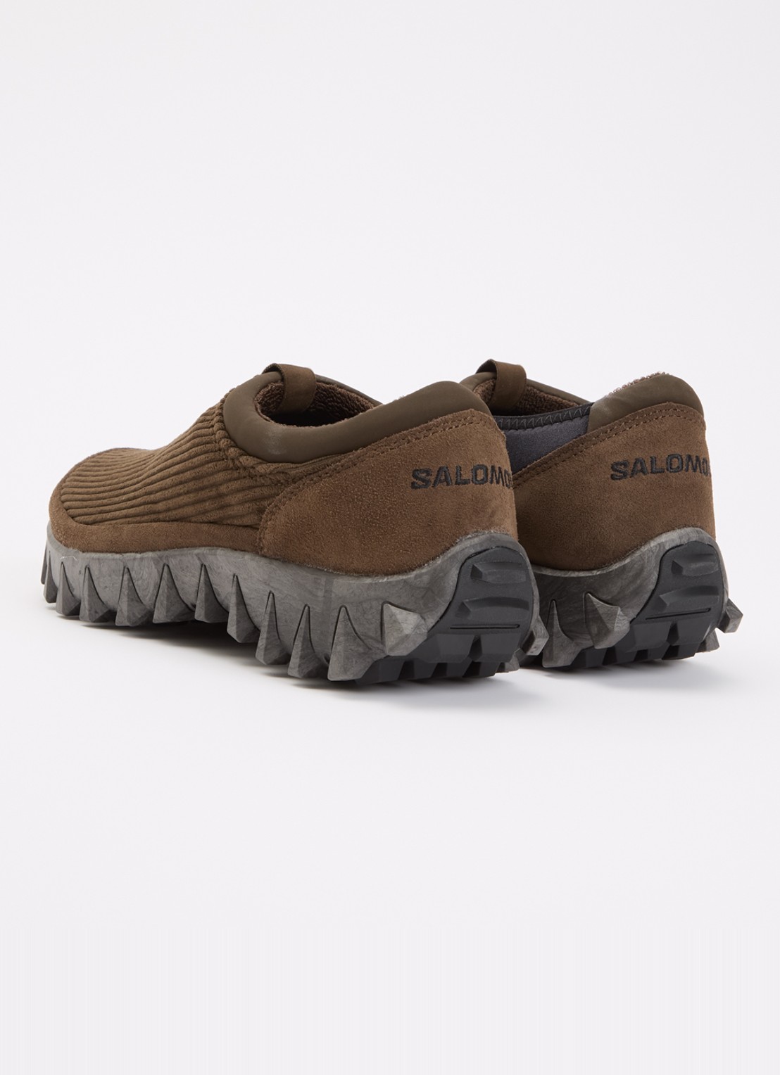 Salomon Snowclog instapper van corduroy met details van suède - achterkant donkerbruin