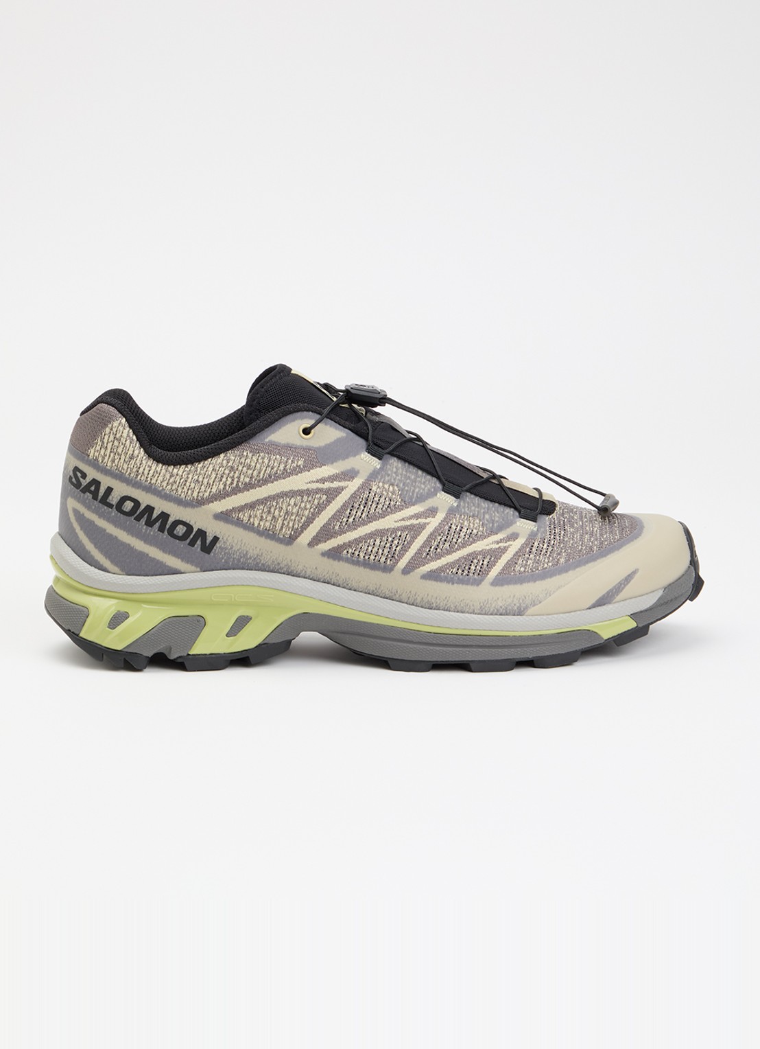Salomon XT-6 sneaker met gebreid bovenwerk - voorkant 4 beige