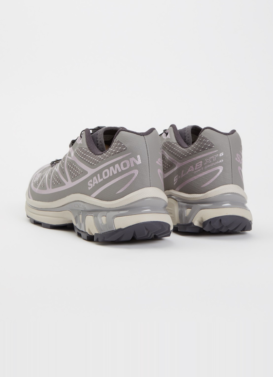 Salomon XT-6 Steel Streets sneaker van mesh met metallic details - achterkant 4 middengrijs