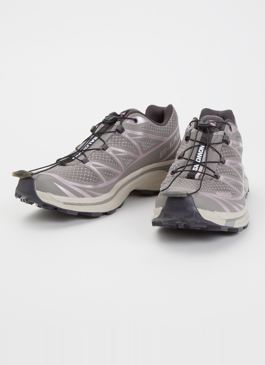 Salomon XT-6 Steel Streets sneaker van mesh met metallic details - detail middengrijs