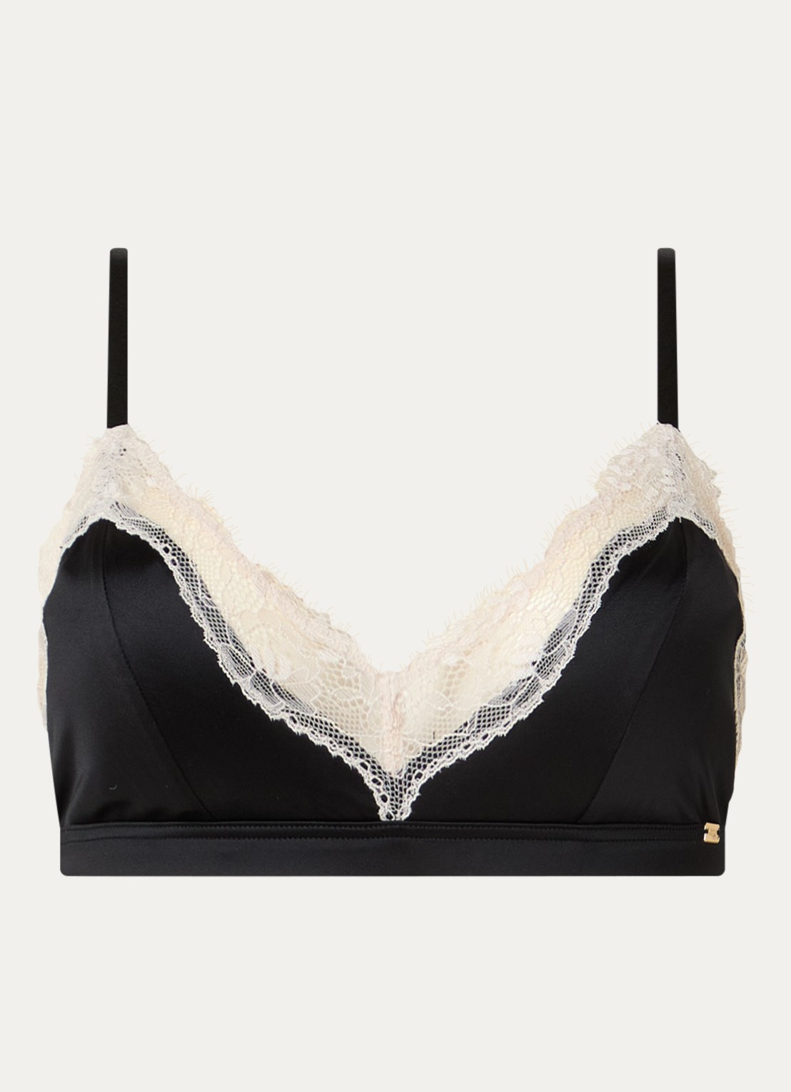 Sam Friday Aimee bralette van satijn met kant  - voorkant zwart
