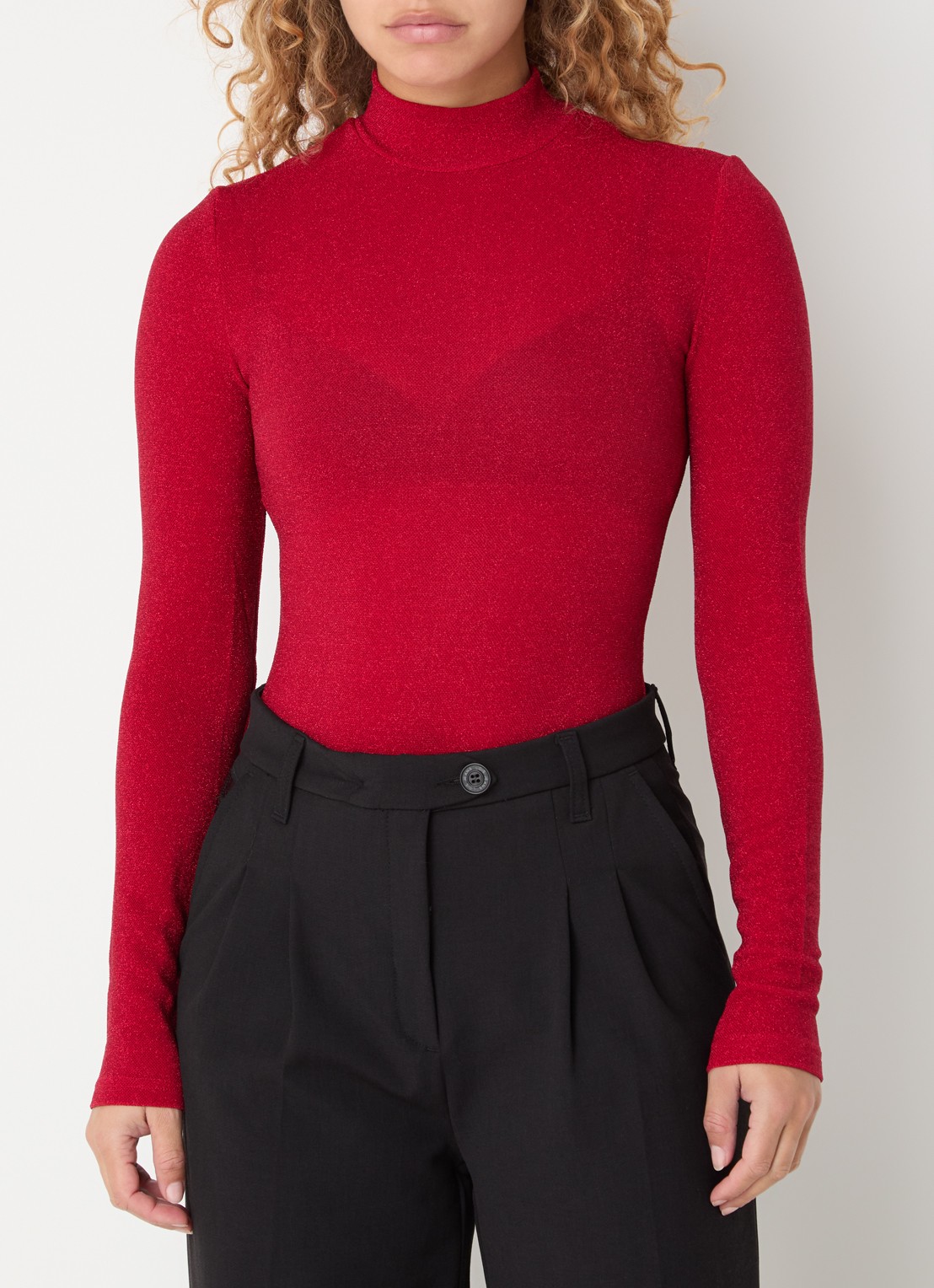 Sam Friday Body met lurex en col - voorkant rood