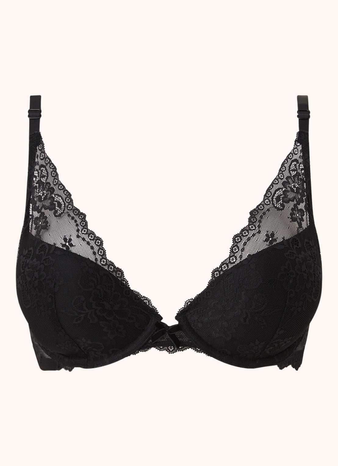 Sam Friday Demi plunge push-up bh van kant - voorkant 3 zwart