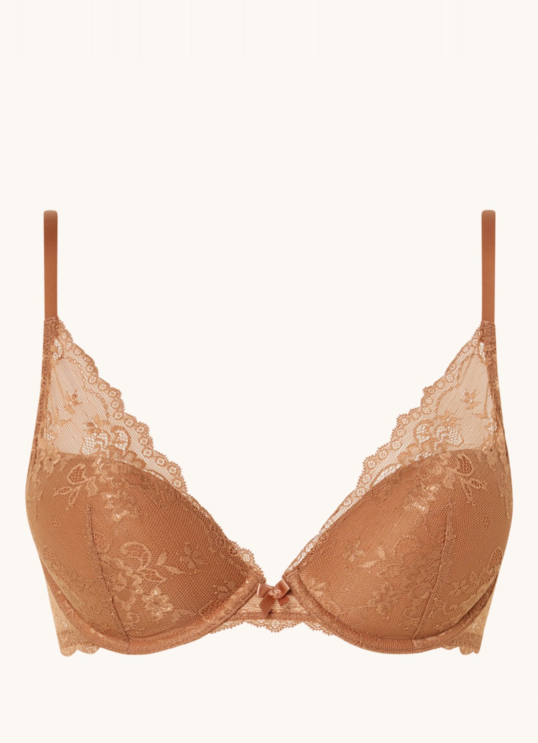 Sam Friday Demi push-up bh met overlay van kant - voorkant 2 lichtbruin