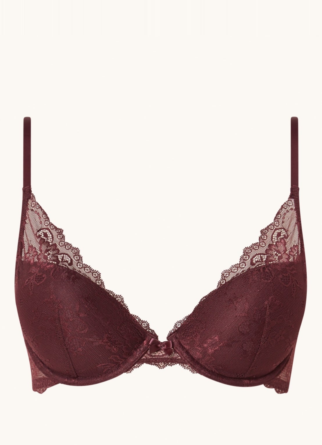 Sam Friday Demi push-up bh met overlay van kant - voorkant 3 roodbruin
