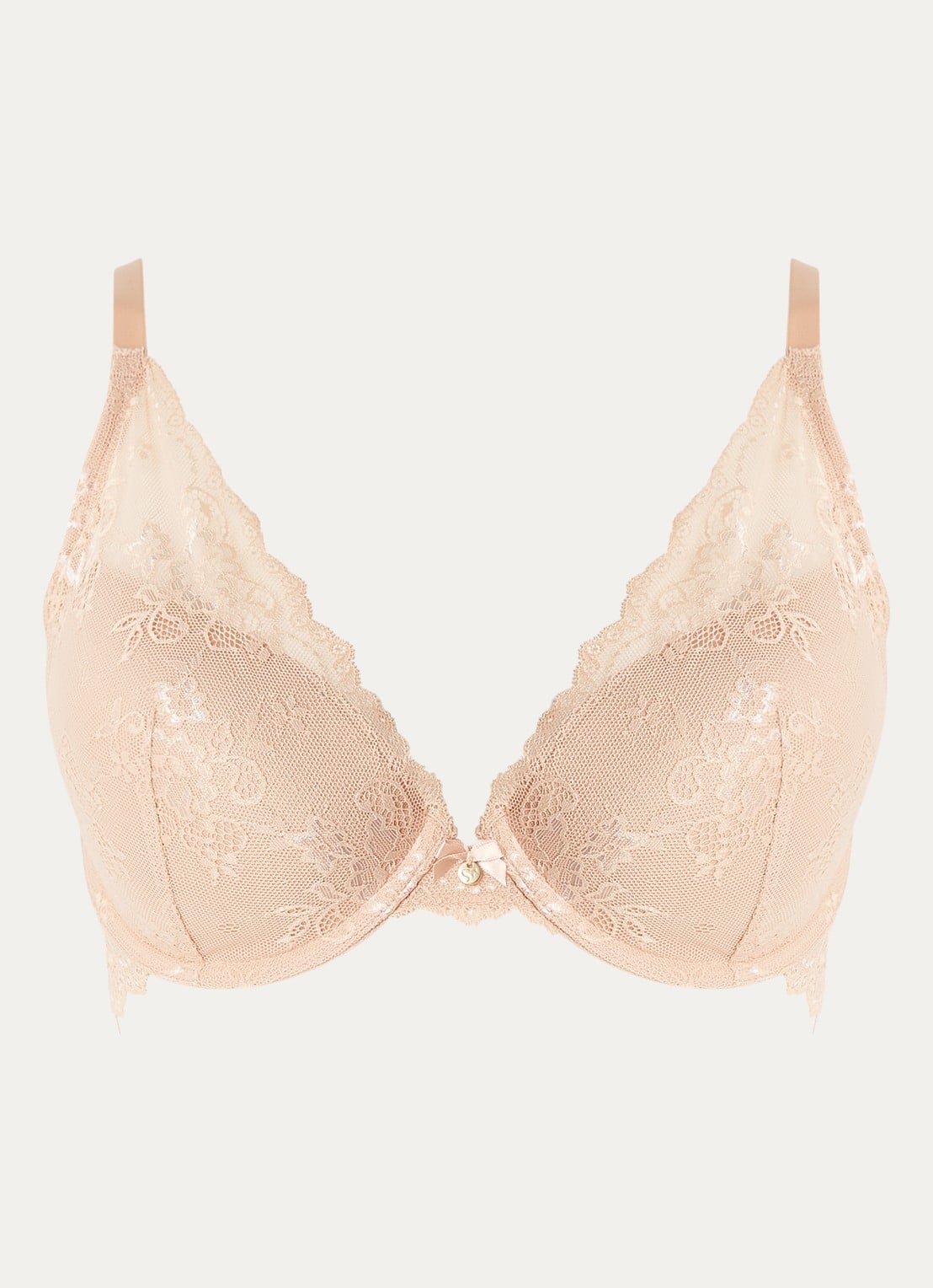 Sam Friday Demi voorgevormde push-up bh met overlay van kant - voorkant 3 zand