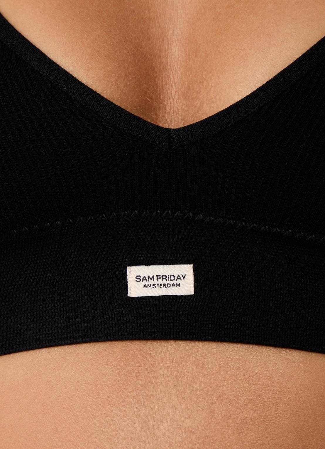 Sam Friday Fay bralette met ribstructuur - detail 3 zwart