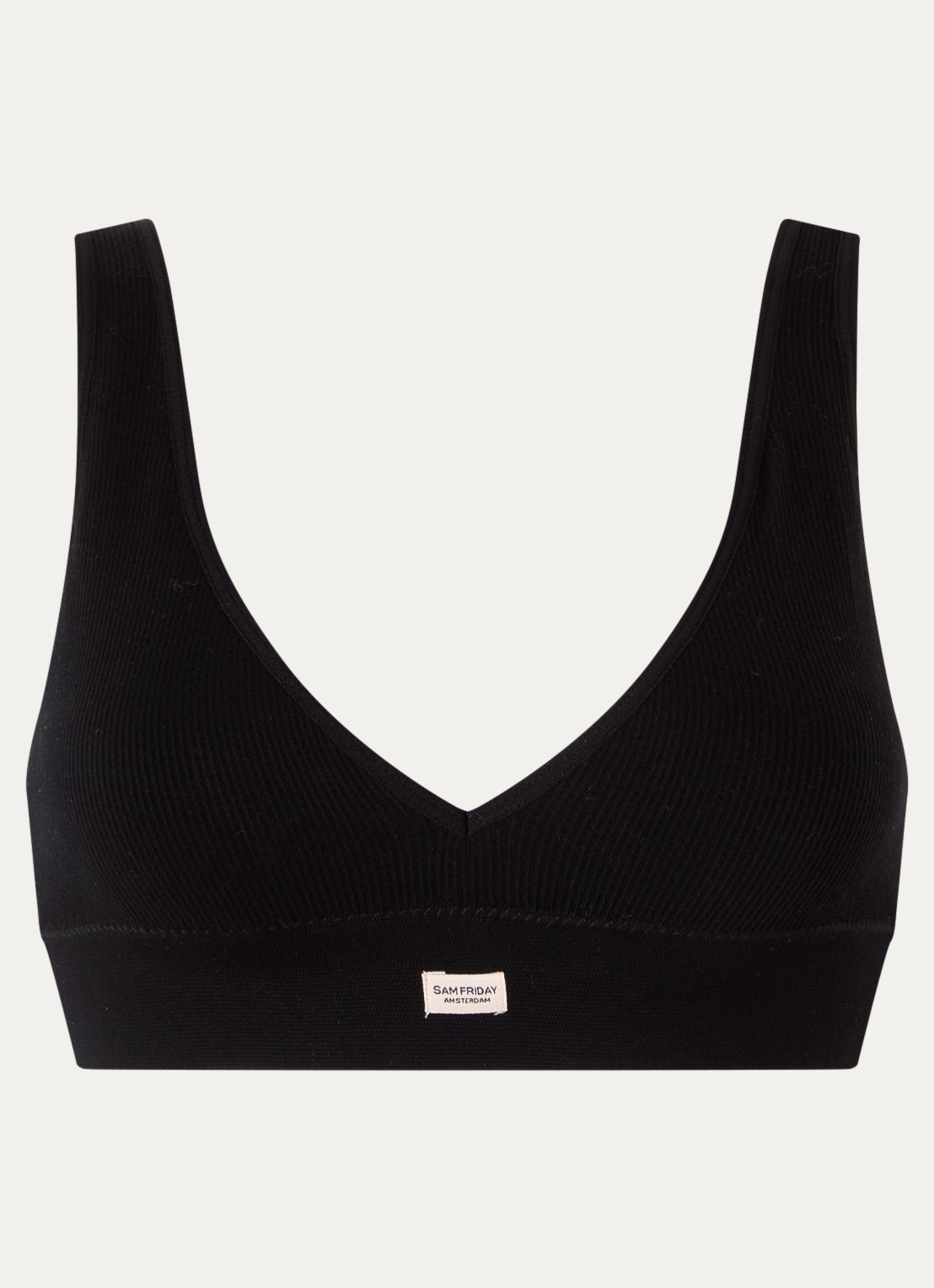 Sam Friday Fay bralette met ribstructuur - voorkant 4 zwart